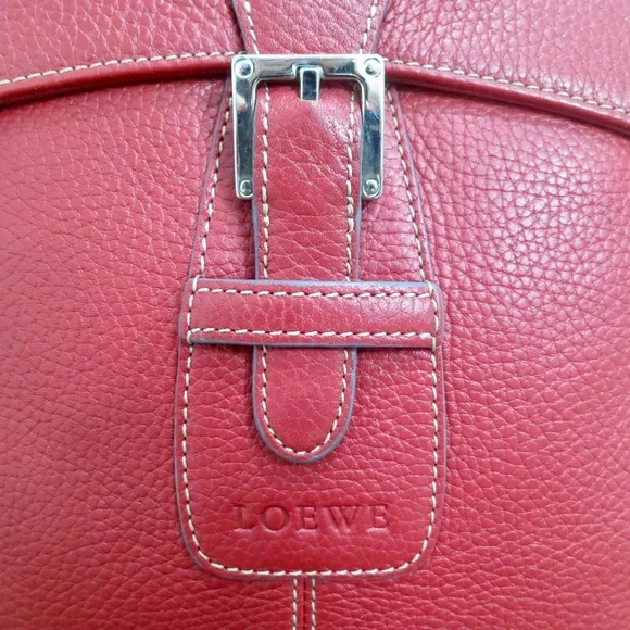 LOEWE Vintage Cherry Red Pebbled Calfskin Leather Crossbody Bag 8.5x10